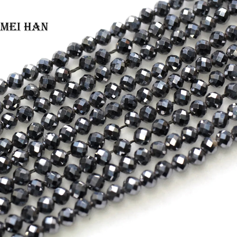 Meihan Terahertz 4?0.2mm Faceted Round Loose Beads for DIY Bracelet