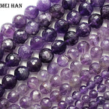Meihan Amethyst Quartz Faceted Round Beads 6mm 8mm 10mm