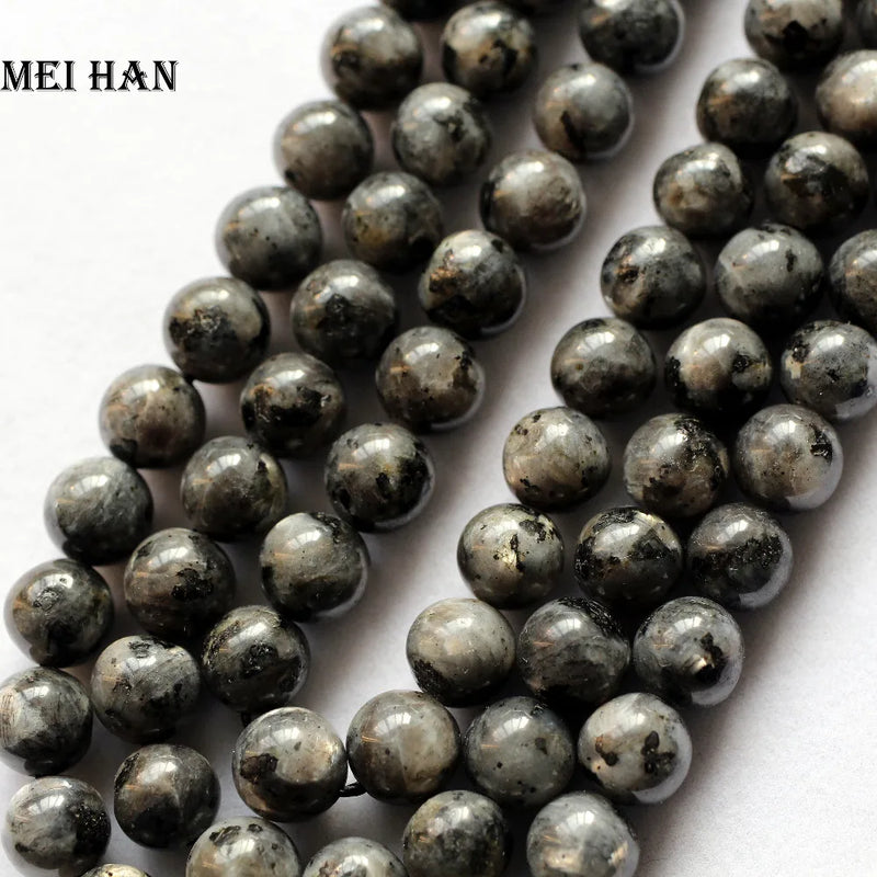 Meihan Natural Larvikite Labradorite Round Loose Beads Stone for Jewelry Making