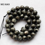 Meihan Natural Larvikite Labradorite Round Loose Beads Stone for Jewelry Making