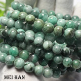 Meihan A+++ African Emerald Smooth Round Loose Beads for Jewelry DIY