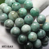 Meihan A+++ African Emerald Smooth Round Loose Beads for Jewelry DIY
