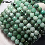 Meihan A+++ African Emerald Smooth Round Loose Beads for DIY Jewelry Making
