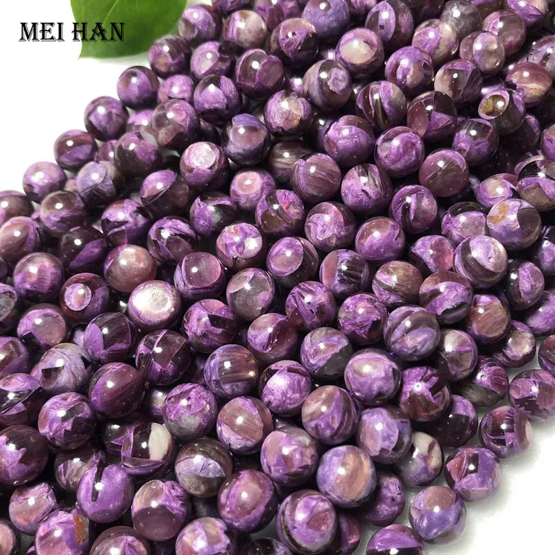 Meihan A+ Purple Lepidolite Round Beads for Jewelry Making