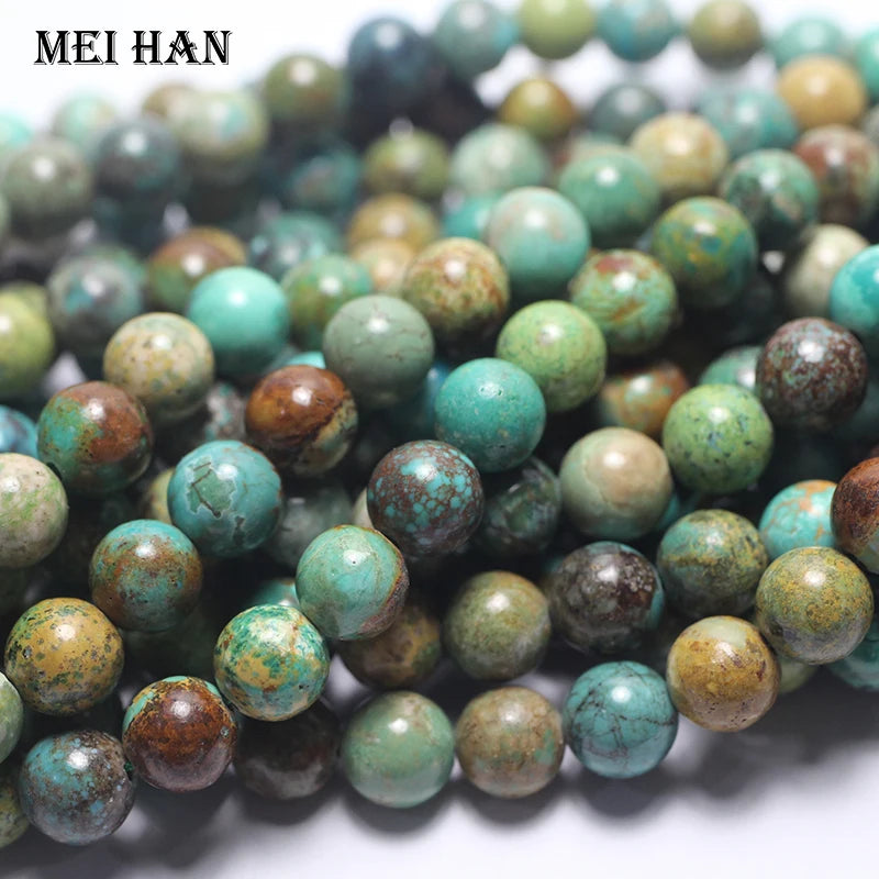 Meihan Natural Anhui Turquoise 8-9mm Round Beads for DIY Bracelet