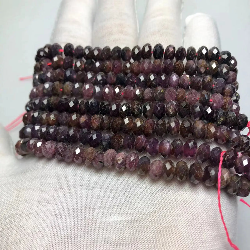 Meihan Natural Ruby Faceted Rondelle Loose Beads for Jewelry Making