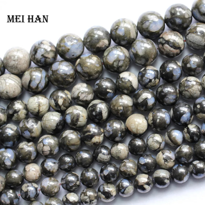 Meihan Natural Grey Opal 8mm,10mm,12mm Llanite Smooth Round Loose Beads