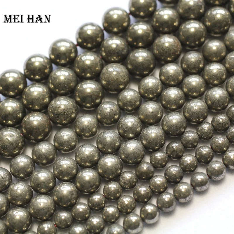 Meihan Pyrite Smooth Round Loose Beads 6mm 8mm 10mm 12mm