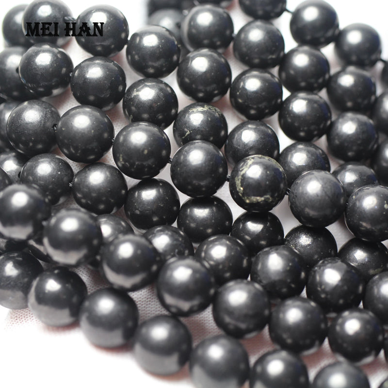 Meihan 8mm & 9.5-10mm Shungite Round Stone Beads for Jewelry Making