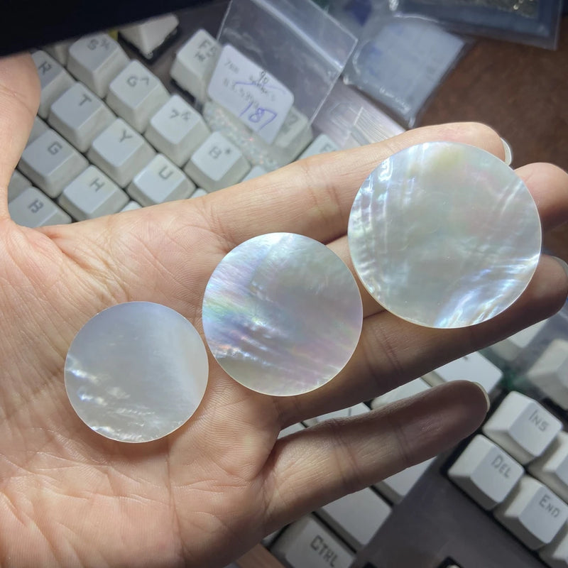 Meisidian 45mm Double Flat Coins Malachite Shell Mother Of Pearl