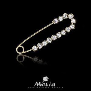 Melia Vintage Rhinestone Brooch Pin, Large Statement Scarf Accessory
