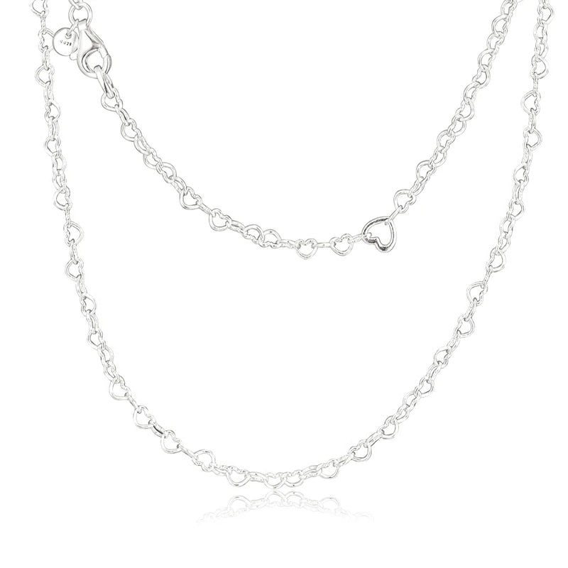 Spring Joined Hearts Necklace 925 Sterling Silver Chain Necklaces for Women