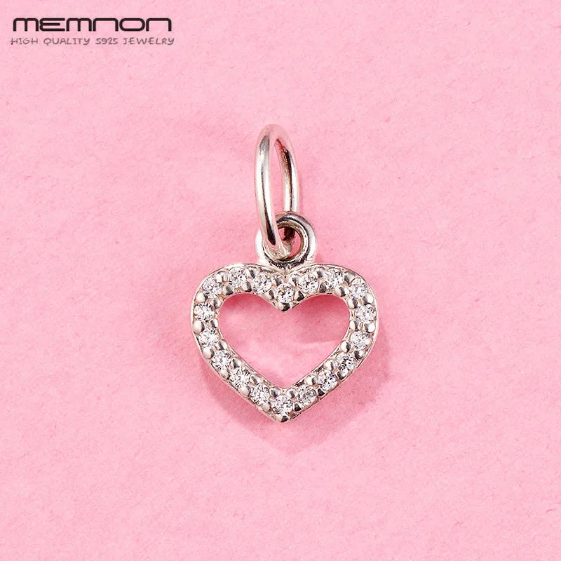 925 Silver Hearts Dangle Charms for Bracelet Necklace DIY LW354