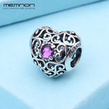 925 Silver Heart Charms with Birthday Stone Beads for Women