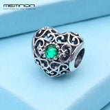 925 Silver Heart Charms with Birthday Stone Beads for Women