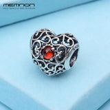 925 Silver Heart Charms with Birthday Stone Beads for Women