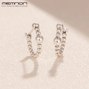 925 Sterling Silver String of Beads Hoop Earrings for Women