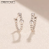 925 Sterling Silver String of Beads Hoop Earrings for Women