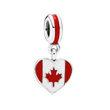 925 Silver Heart Charms Flag Pendant Beads for DIY Jewelry