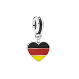 925 Silver Heart Charms Flag Pendant Beads for DIY Jewelry