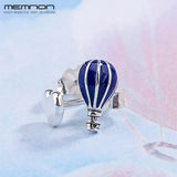 Summer Silver 925 Hot Air Balloon and Heart Stud Earrings for Women