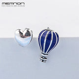 Summer Silver 925 Hot Air Balloon and Heart Stud Earrings for Women