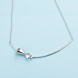 925 Silver Bow Pendant Necklace for Women