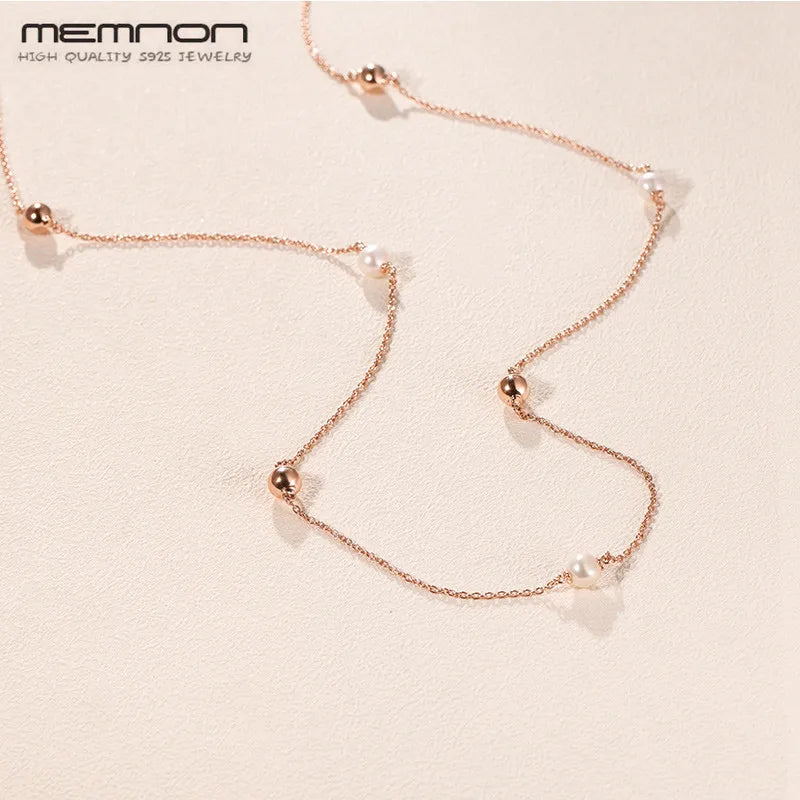 925 Silver Necklace Contemporary Pearls Pendant Rose Necklaces For Women