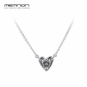 925 Heart Pendant Necklace Sterling Silver Link Chain Snowflake Jewelry
