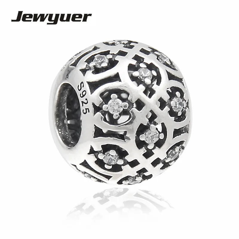 925 Sterling Silver Lattice Charms for DIY Bracelet Bangles BE153