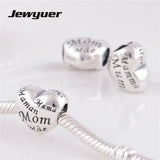 925 Sterling Silver Mum Heart Charms for Bracelet Bangles DIY - BE137