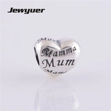 925 Sterling Silver Mum Heart Charms for Bracelet Bangles DIY - BE137