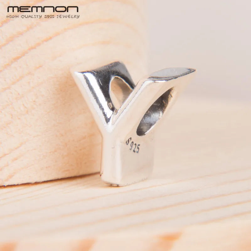 Autumn 925 Sterling Silver Letter Y Charms Beads DIY Jewelry Accessories