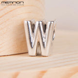 925 Silver Letter W Charms 925 Sterling Silver Alphabet Beads DIY Fine Jewelry