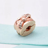 925 Sterling Silver Bow Clip Beads with Rose for Charm Bracelet