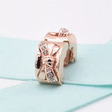 925 Sterling Silver Bow Clip Beads with Rose for Charm Bracelet
