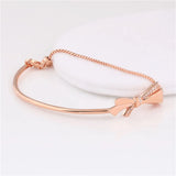 925 Sterling Silver Mother's Rose Bow Bracelet for Women