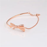 925 Sterling Silver Mother's Rose Bow Bracelet for Women
