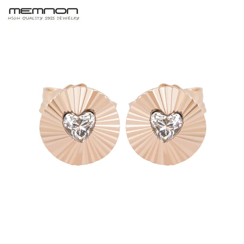 Vintage Hearts Stud Earrings 925 Sterling Silver Fine Jewelry