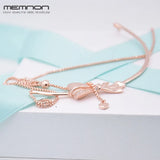 Sterling Silver Rose Bow Link Chain Necklace for Women
