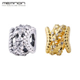 925 Silver Dazzling Grain Swirls Beads Golden Charms DIY Jewelry