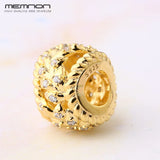 925 Silver Dazzling Grain Swirls Beads Golden Charms DIY Jewelry
