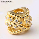 925 Silver Dazzling Grain Swirls Beads Golden Charms DIY Jewelry