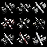 Enamel Square Cufflinks Tie Clip Set in Gift Box