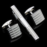 Enamel Square Cufflinks Tie Clip Set in Gift Box