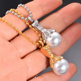 Stainless Steel Pearl Urn Pendant Necklace - Cremation Keepsake Ashes Holder