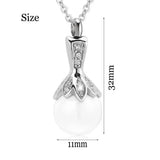 Stainless Steel Pearl Urn Pendant Necklace - Cremation Keepsake Ashes Holder