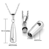 Waterproof Stainless Steel Ashes Urn Pendant Necklace with Fill Kit