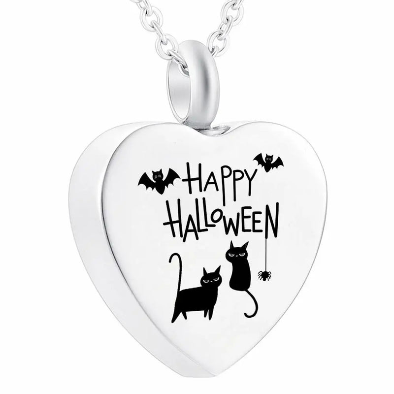 Heart Cremation Jewelry Halloween Memorial Pendant