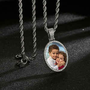 Memory Photo Nameplate Pendant Necklace Customized Picture Pendant